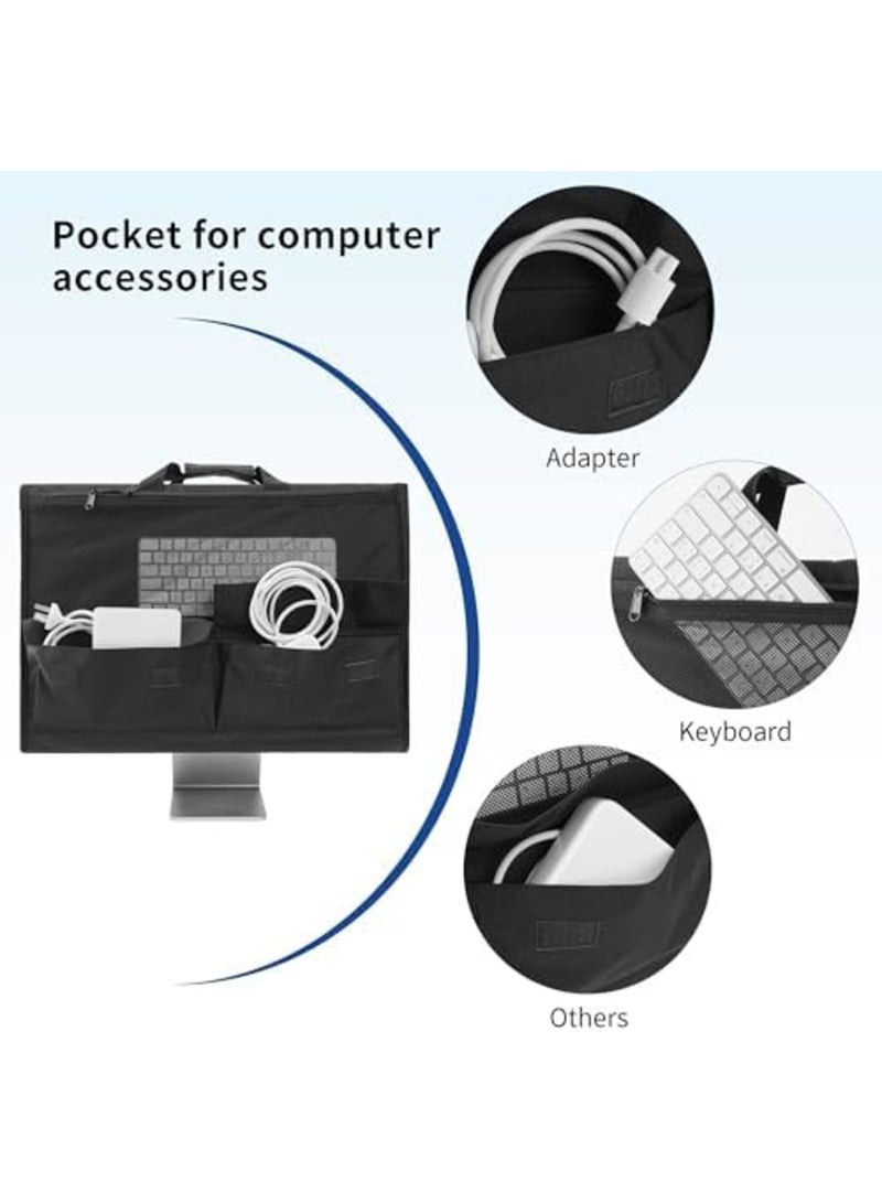 Luckam Adjustable Travel Carrying Case for 24"~27" Desktop Monitor (Universal), Protective Storage Bag for iMac Monitor Dust Cover with Carry Handle for 24 & 27 inch iMac Screen and Accessories (Black) - Image 2