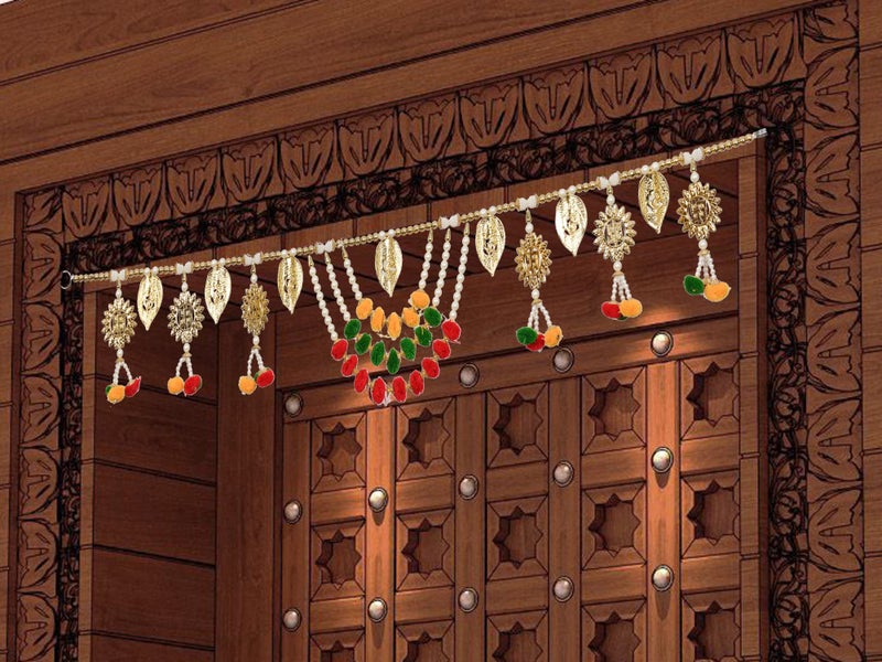 CraftVatika Door Hanging Toran Diwali Home Decoration Pooja Temple Decor Ganesha Swastik Design Toran (Size 37 Inches X 7 Inches), Multicolour - Image 2