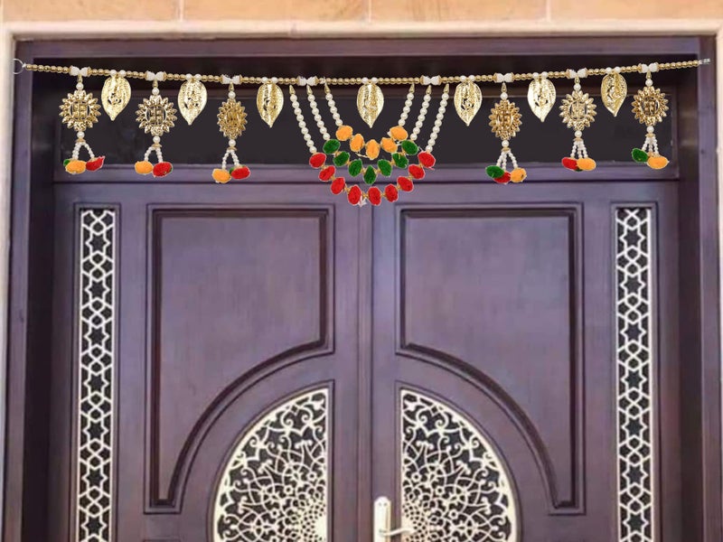 CraftVatika Door Hanging Toran Diwali Home Decoration Pooja Temple Decor Ganesha Swastik Design Toran (Size 37 Inches X 7 Inches), Multicolour - Image 1