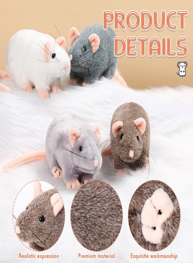 Honoson 8 Pcs Rat Stuffed Animal Halloween Mouse Plush Toy 7 Inch Fake Rat Small Stuffed Mice Bulk Cuddly Realistic Plushies for Birthday Christmas Surprise Gifts(Mixed Color,Classic) - Image 3