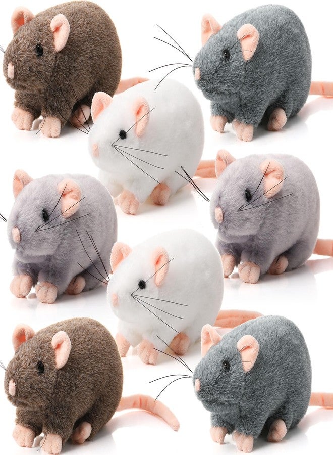 Honoson 8 Pcs Rat Stuffed Animal Halloween Mouse Plush Toy 7 Inch Fake Rat Small Stuffed Mice Bulk Cuddly Realistic Plushies for Birthday Christmas Surprise Gifts(Mixed Color,Classic) - Image 1
