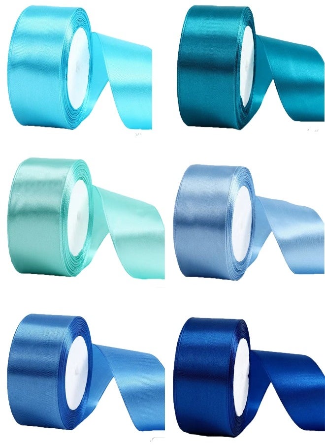 Zeemey 6 Roll Pack- 150 Yds Total Satin Ribbon Set - 1.57" Wide Polyester Ribbon for Gift Wrapping, Hair Bows, Floral Arrangements & Crafts, No Feathers, Assorted Colors  - Image 1