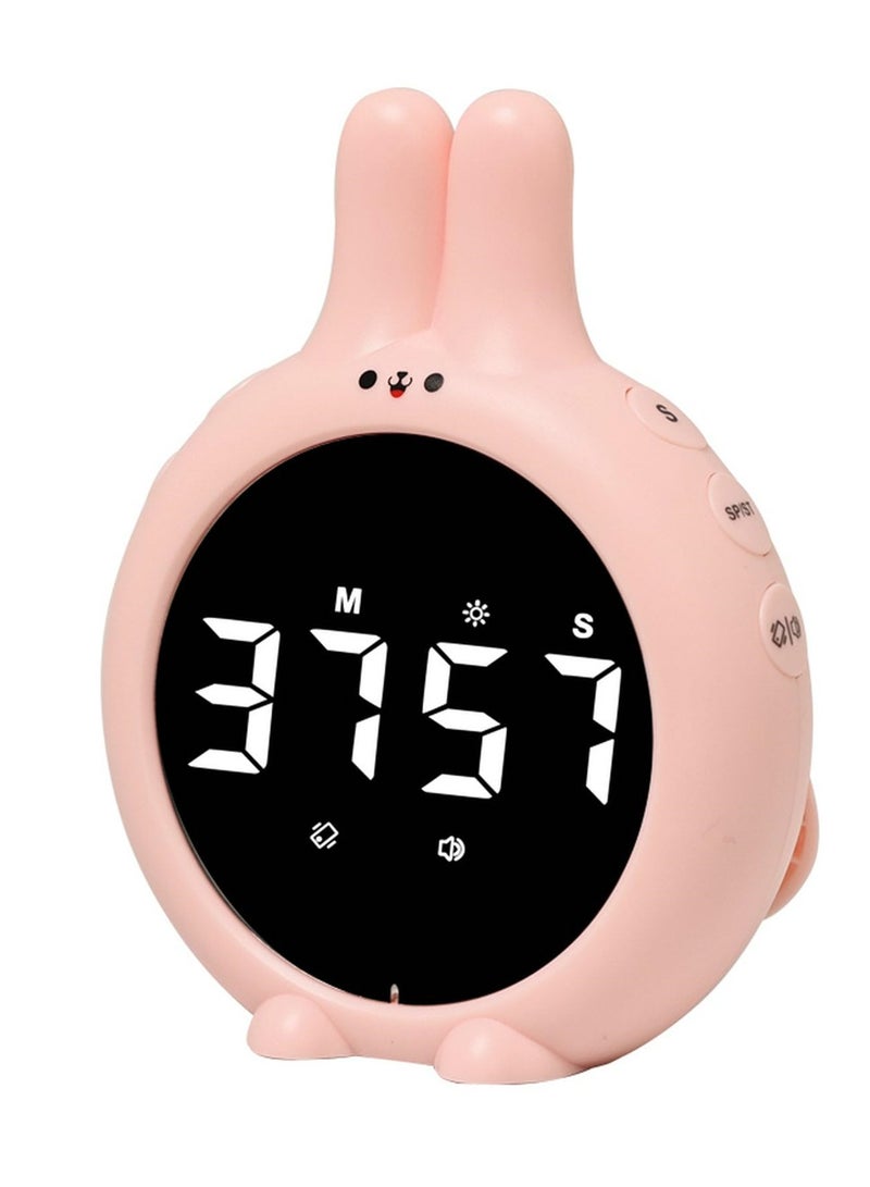 Barakah مؤقت مطبخ على شكل أرنب، مؤقت طبخ رقمي لطيف، شاشة LED كبيرة، عد تنازلي لمدة 99 دقيقة، مؤقت يهتز، وردي - Image 2