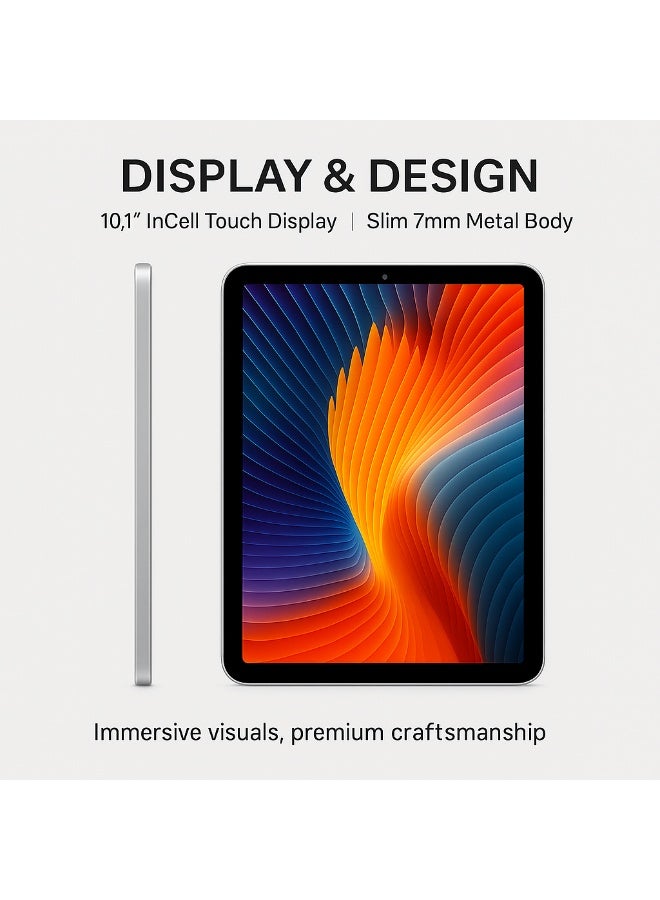 Oteeto TAB 19 – 10.1-Inch Android 14 Tablet PC, 12GB RAM, 512GB ROM, Octa-Core, 13MP + 8MP Camera, 8000mAh, WiFi + Dual SIM –  Silver - Image 3