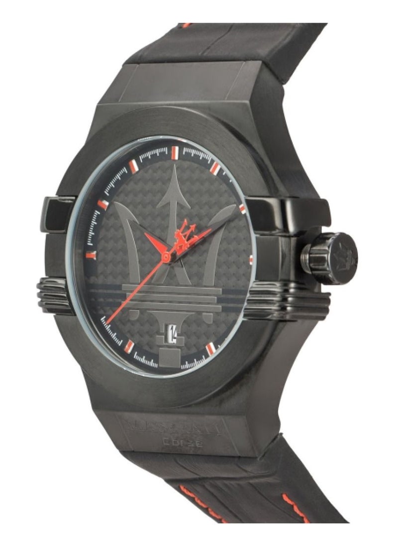 Maserati - Potenza Men's Analog Quartz Black Leather Wristwatches R8851108010 - 42mm - Image 1