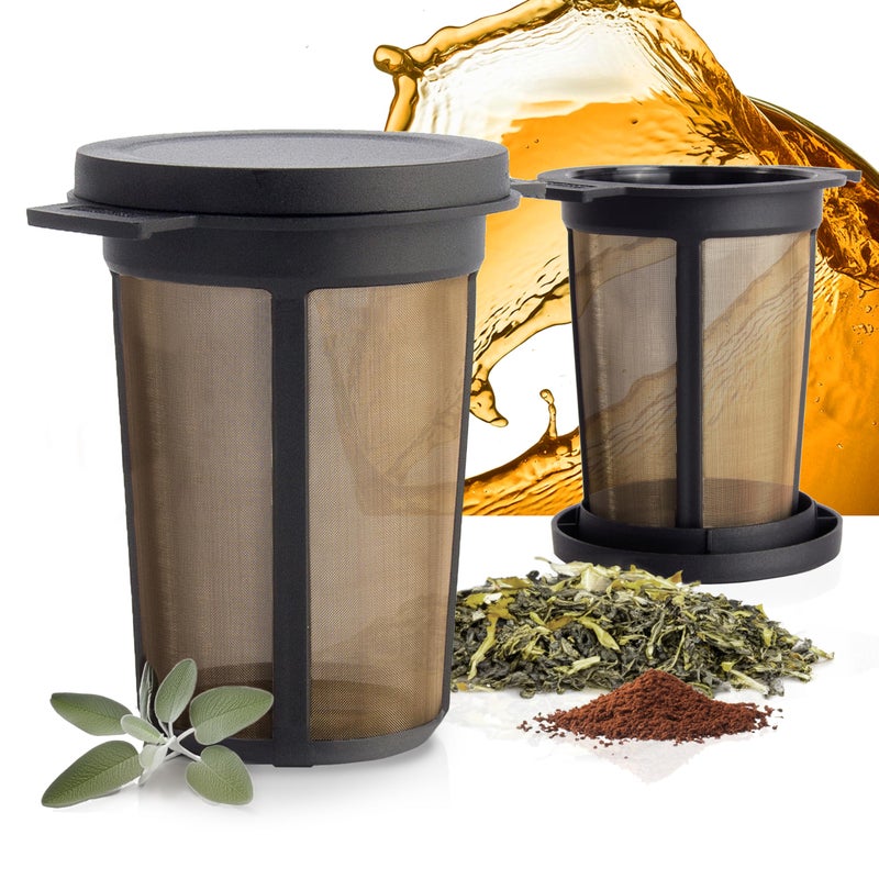 Finum Reusable Stainless Steel Coffee and Tea Infusing Mesh Brewing Basket, Large, Black - Image 1