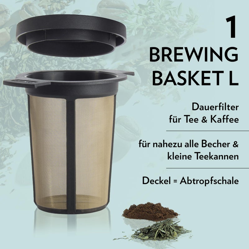 Finum Reusable Stainless Steel Coffee and Tea Infusing Mesh Brewing Basket, Large, Black - Image 2