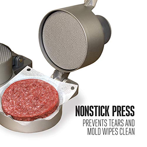 Weston Burger Press, Makes 4 1/2" Diameter Patties for Hamburger, Crab Cakes, Sausage, 1/4lb to 3/4lb, with Spring Ejector for Easy Removal, Double, Non-stick Heavy-Duty Cast Aluminum (07-0701) - Image 4