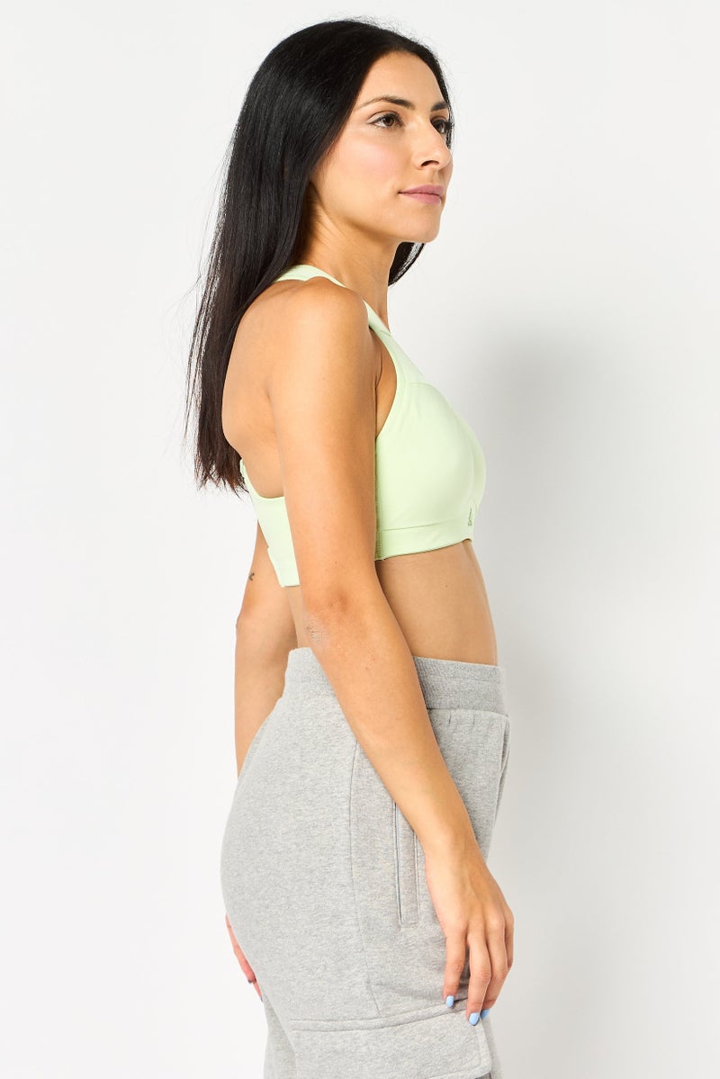 Adidas Women Brand Logo Padded Sports Bra, Green - Image 2