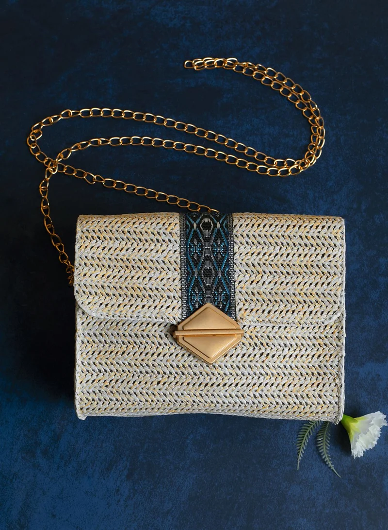 Haute Sauce Women's Hessian Beige Cross Body Bag