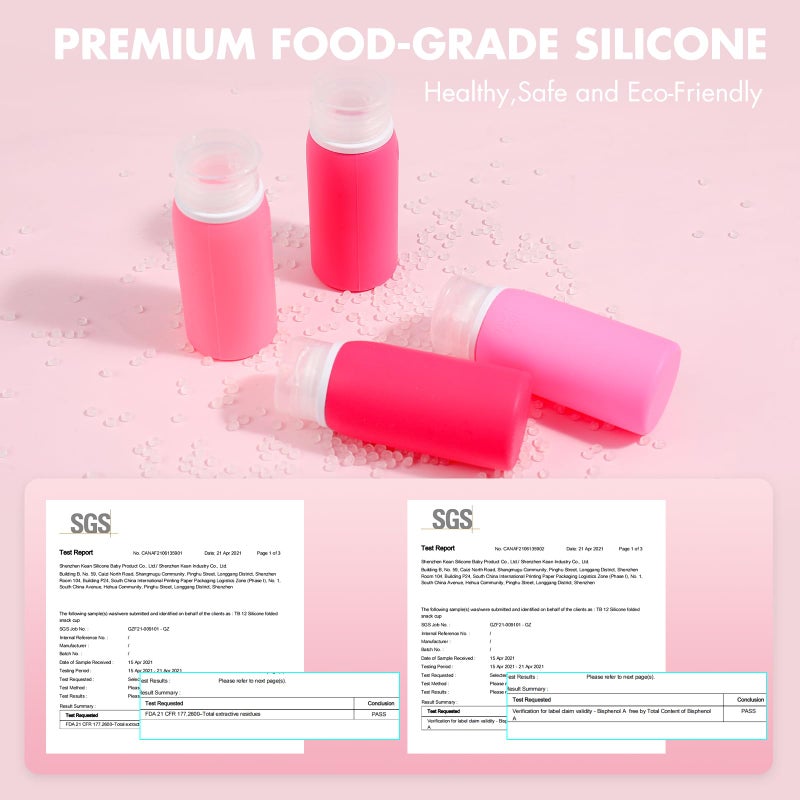 Muslish 21 Pack Travel Bottles for Toiletries, Leak-Proof TSA Compliant Silicone Travel Size Containers for Shampoo and Conditioner, BPA Free with Toiletry Bag (Pink) - Image 3