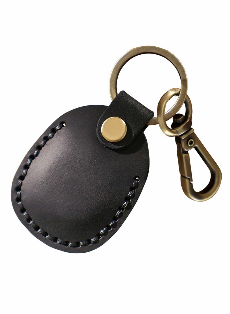 Airtag Leather Case Cover, KASTWAVE Portable Handmade Genuine Leather AirTags Tracker Holder with Keychain Protective Case Cover Compatible for AirTag Brown