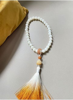 Gold white beads gold tassels