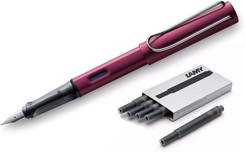 LAMY AL-Star Fountain Pen (29F) Black Purple + 5 Black Ink Cartridges - Image 1