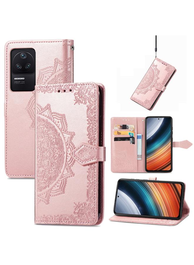 The Bros Case For Xiaomi Redmi K40S Mandala Flower Embossed Leather Phone Case