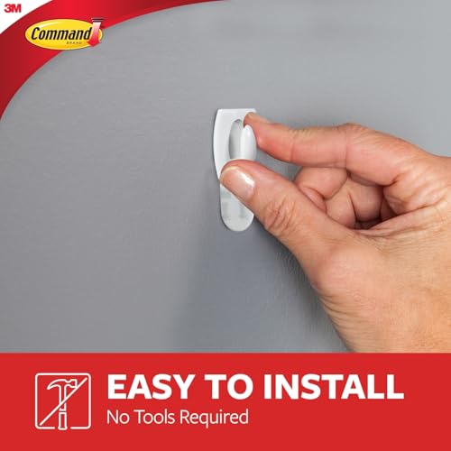 Command Damage Free Hanging Light Clips with Adhesive Strips, No Tools Mini Wall Hooks for Hanging Decorations in Living Spaces, 18 White Wall Hooks and 24 Command Strips - Image 5