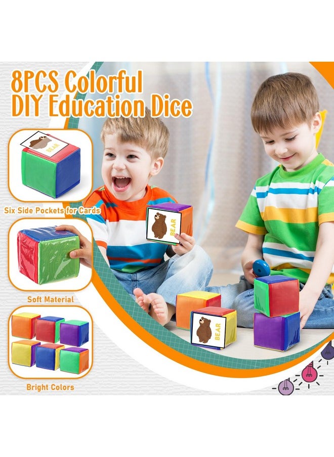 Yilloog - 8 Pcs 3.94 Inch Pocket Dice Diy Education Playing Game Dice For Classroom Soft Foam Dice With Clear Pocket Large Teacher Soft Dice Cubes Learning Teaching Stacking Blocks Toys Photo Child - Image 1