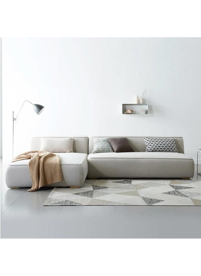 SULSHA L-Shaped Sectional Sofa | Light Beige Velvet Upholstery | Wood Frame L Shape Sofa | Space-Saving Design with Interchangeable Chaise | Sleek & Contemporary Living Room Furniture  - Image 1