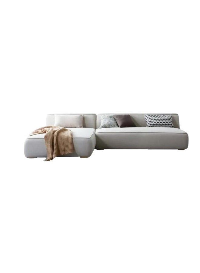 SULSHA L-Shaped Sectional Sofa | Light Beige Velvet Upholstery | Wood Frame L Shape Sofa | Space-Saving Design with Interchangeable Chaise | Sleek & Contemporary Living Room Furniture  - Image 2