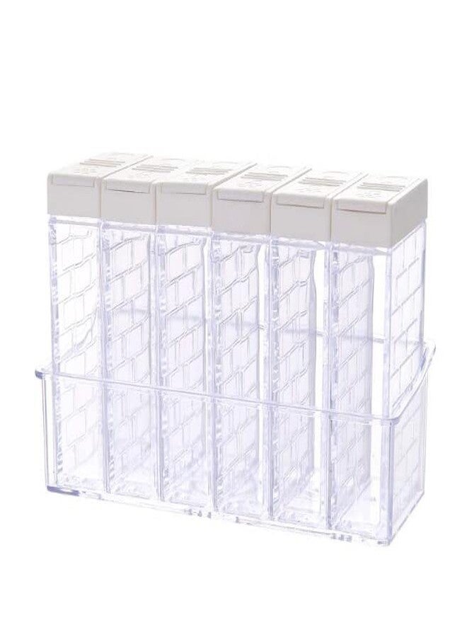 Dicanence 6 Case Spice Shaker Jars, Transparent Condiment Jar Storage Container Storage Bottle Box Set (White) - Image 4