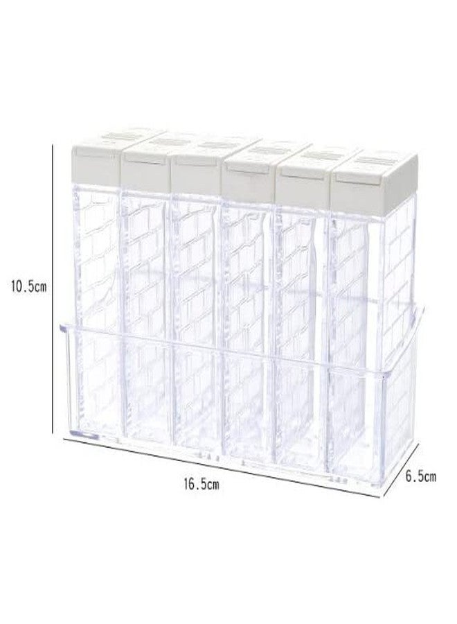 Dicanence 6 Case Spice Shaker Jars, Transparent Condiment Jar Storage Container Storage Bottle Box Set (White) - Image 2