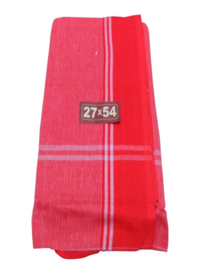TRUEVELLI Kashi Red Towel 100% Cotton Pack of 1x4 Attached Piece (Kashi Red Size:27x54 Inch) - Image 2