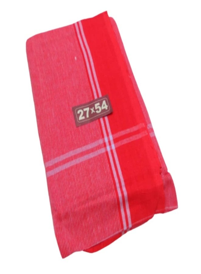 TRUEVELLI Kashi Red Towel 100% Cotton Pack of 1x4 Attached Piece (Kashi Red Size:27x54 Inch) - Image 1