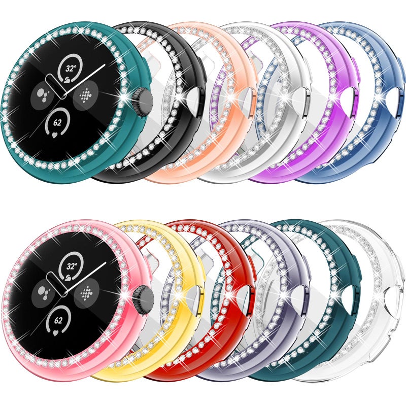 RICHONE [12Pack] Compatible with Google Pixel Watch 3/2/1 41mm Diamonds Bling Protective Cases, Flexible TPU Screen Protetcor Bumper for Pixel Watch 41MM Lightweight Covers Smart Watch Accessories - Image 1
