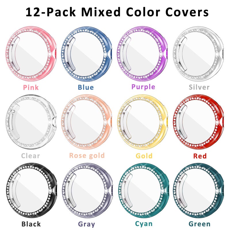 RICHONE [12Pack] Compatible with Google Pixel Watch 3/2/1 41mm Diamonds Bling Protective Cases, Flexible TPU Screen Protetcor Bumper for Pixel Watch 41MM Lightweight Covers Smart Watch Accessories - Image 2