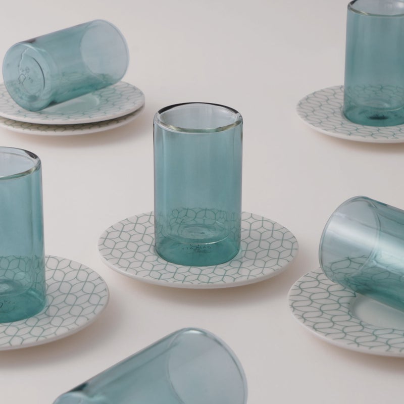 Dallaty 12Pcs Glass Tea Set, Blue - Image 2
