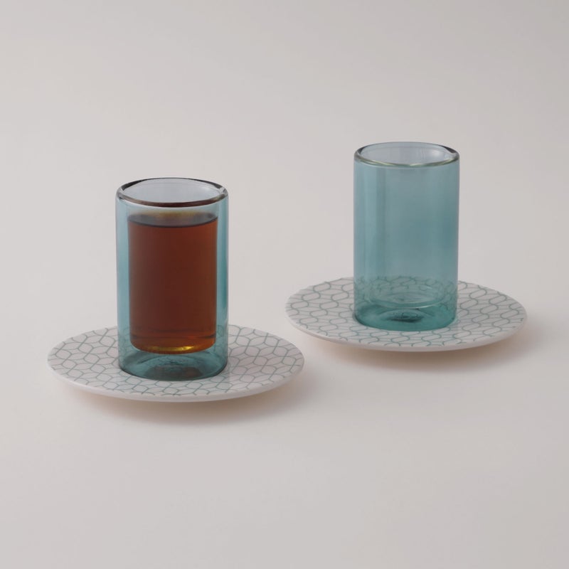 Dallaty 12Pcs Glass Tea Set, Blue - Image 3