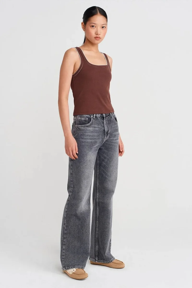 Dilvin Chestnut Brown DILVIN Women's Ribbed Cotton Cami Blouse for Women | Best Price UAE