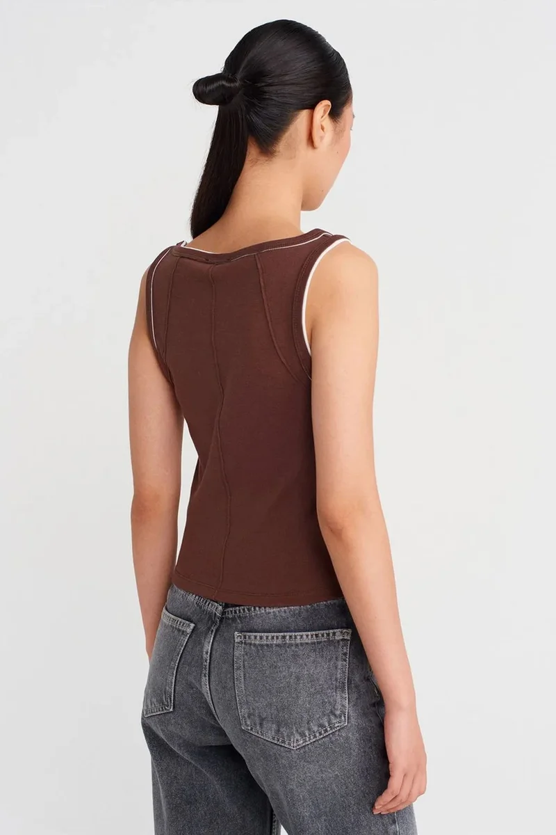 Dilvin Chestnut Brown DILVIN Women's Ribbed Cotton Cami Blouse for Women | Best Price UAE