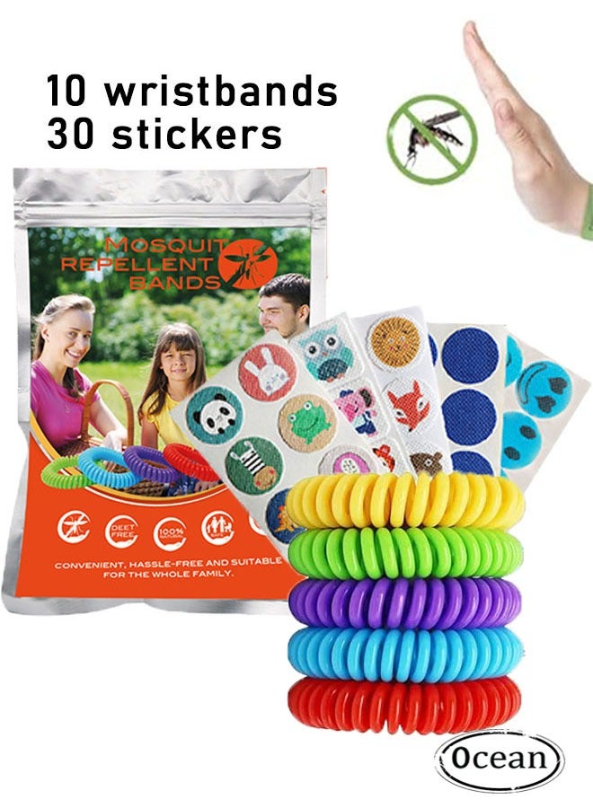 Ocean Mosquito Repellent Set with 10 Pcs Bracelet and 30 Patches, Waterproof Bug Repellent Wrist Bands and Mosquito Repellent Patchfor Kids, Adults and Babies, All Natural Long Lasting Outdoor Indoor Use  - Image 1