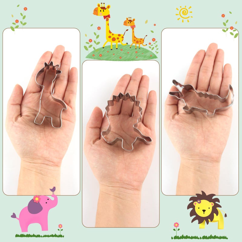 RUNHUAPPY Animal Cookie Cutters, 12 PCS Cookie Cutters Set with Lion, Giraffe, Hippo, Panda, Koala, Elephant, Dog, Crocodile, Flamingo etc. (Gift Box) - Image 5