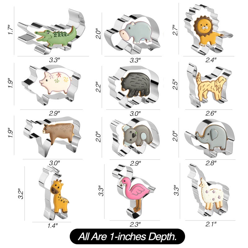 RUNHUAPPY Animal Cookie Cutters, 12 PCS Cookie Cutters Set with Lion, Giraffe, Hippo, Panda, Koala, Elephant, Dog, Crocodile, Flamingo etc. (Gift Box) - Image 2
