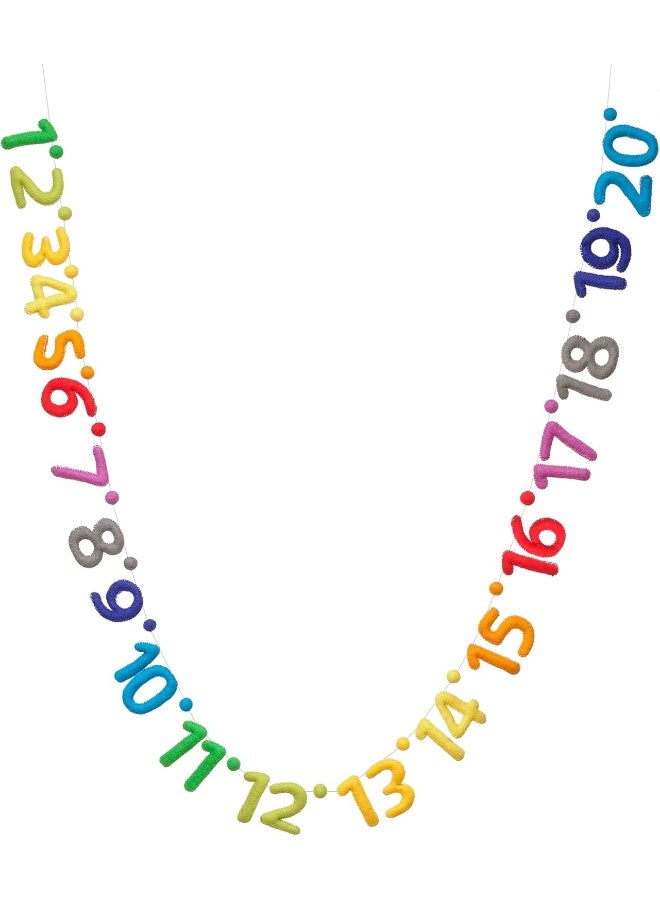 Glaciart One Glaciart One Garland with Numbers, Natural Handmade Wool 123 Letters and Balls Decorative Wall Decor for Class, Playroom, Children's Room, Children's Room, Room - Image 1