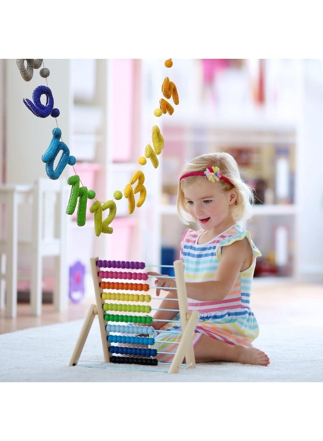Glaciart One Glaciart One Garland with Numbers, Natural Handmade Wool 123 Letters and Balls Decorative Wall Decor for Class, Playroom, Children's Room, Children's Room, Room - Image 4