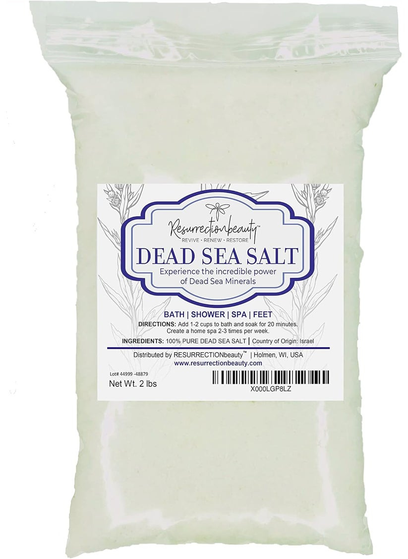 resurrectionbeauty RESURRECTIONbeauty 100 Pure Dead Sea Salt Bulk Bath Salts for Home Spa  Salt Scrub Bath  Foot Soak 2 lb 