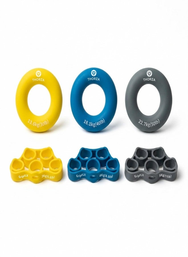 Thorza Hand Grip Strengthener Set – 3 Resistance Levels, Finger & Forearm Trainer with Rings & Bands, Grip Trainer for Wrist, Rehab & Strength Training - Image 1