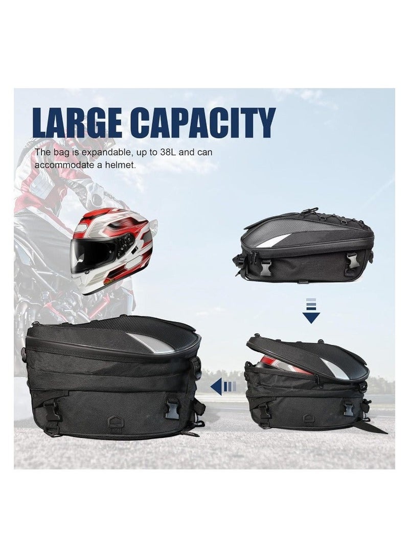 VIUAUAX Motorcycle Tail Bag 22-38L Dual Use Seat Helmet Bag Backpack Universal for Motorcycle Motorbike Street Dirt Bike Accessories.Motorcycle Rear Seat Helmet Bag Large Capacity Riding Bag Travel Backpack Water-Resistant Rear Tail Bag Rider Gear. - Image 3