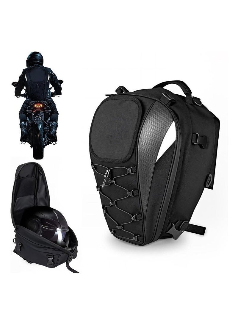 VIUAUAX Motorcycle Tail Bag 22-38L Dual Use Seat Helmet Bag Backpack Universal for Motorcycle Motorbike Street Dirt Bike Accessories.Motorcycle Rear Seat Helmet Bag Large Capacity Riding Bag Travel Backpack Water-Resistant Rear Tail Bag Rider Gear. - Image 1