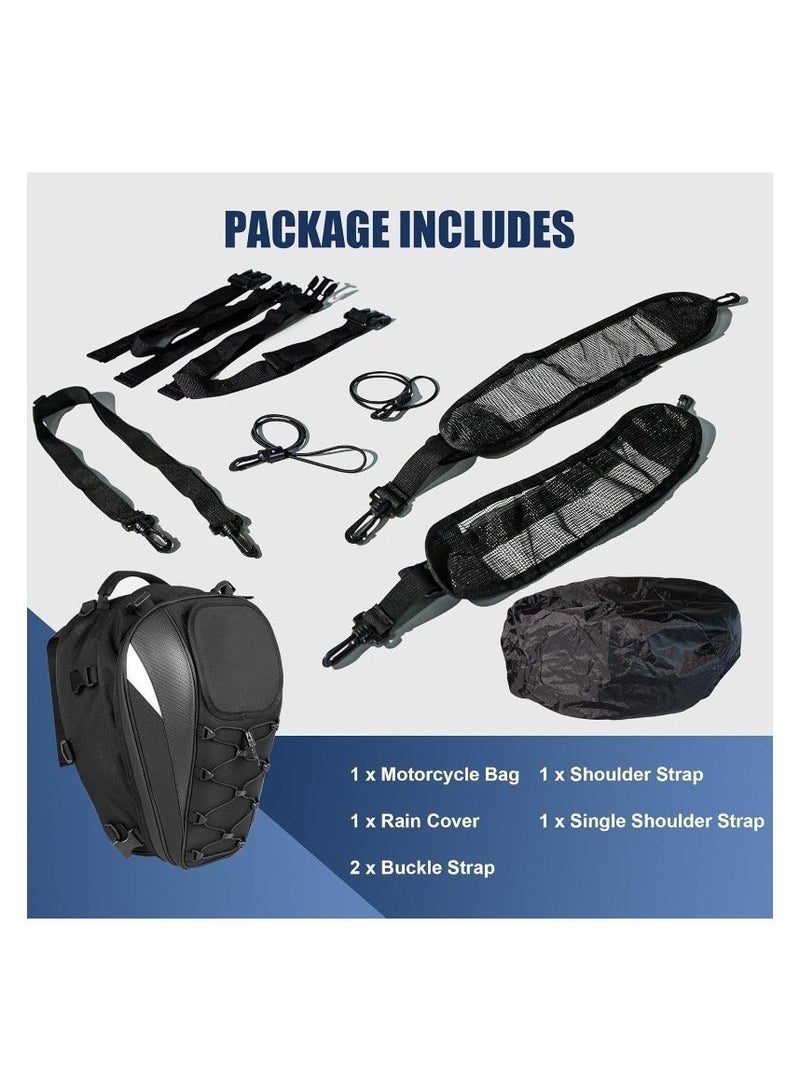 VIUAUAX Motorcycle Tail Bag 22-38L Dual Use Seat Helmet Bag Backpack Universal for Motorcycle Motorbike Street Dirt Bike Accessories.Motorcycle Rear Seat Helmet Bag Large Capacity Riding Bag Travel Backpack Water-Resistant Rear Tail Bag Rider Gear. - Image 4
