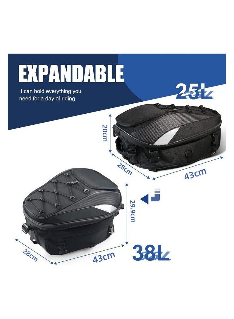 VIUAUAX Motorcycle Tail Bag 22-38L Dual Use Seat Helmet Bag Backpack Universal for Motorcycle Motorbike Street Dirt Bike Accessories.Motorcycle Rear Seat Helmet Bag Large Capacity Riding Bag Travel Backpack Water-Resistant Rear Tail Bag Rider Gear. - Image 2