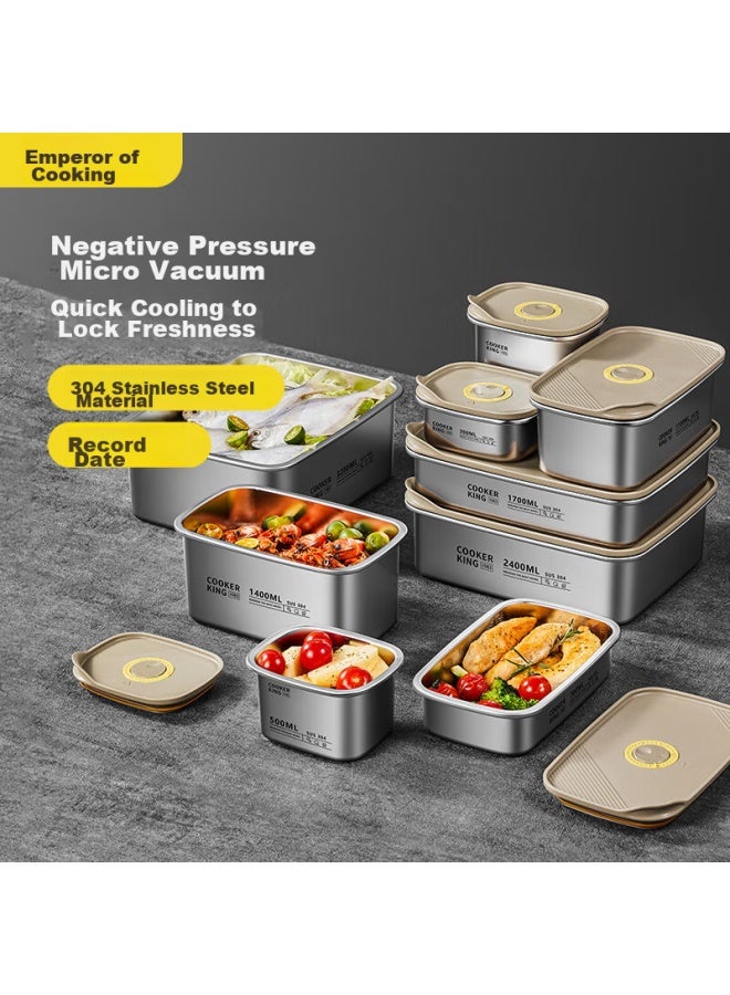COOKER KING Chuidahuang 304 Stainless Steel Food Storage Containers, Vacuum-sealed Fresh-keeping Airtight Storage Boxes Lunch Box Set Medium Size 4-piece Set - Image 1