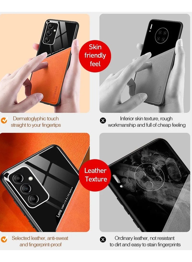 Case Compatible With Samsung Galaxy A34 Cover Luxury Leather And Glass With Car Magnetic Holder Phone Cover Soft Frame Silicone (Green) - Image 5