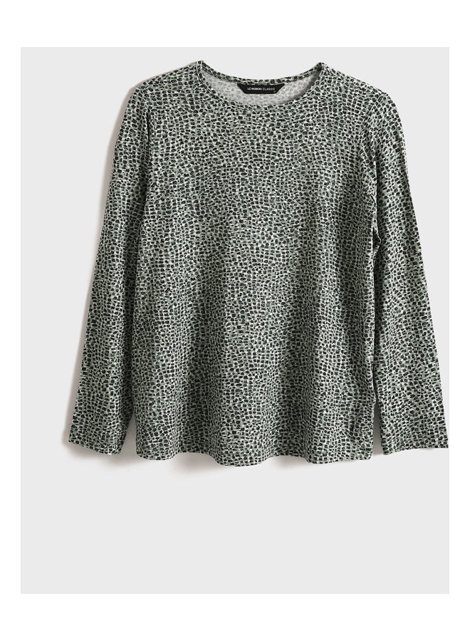 LC WAIKIKI Crew Neck Patterned Long Sleeve Women's T-Shirt - Image 1