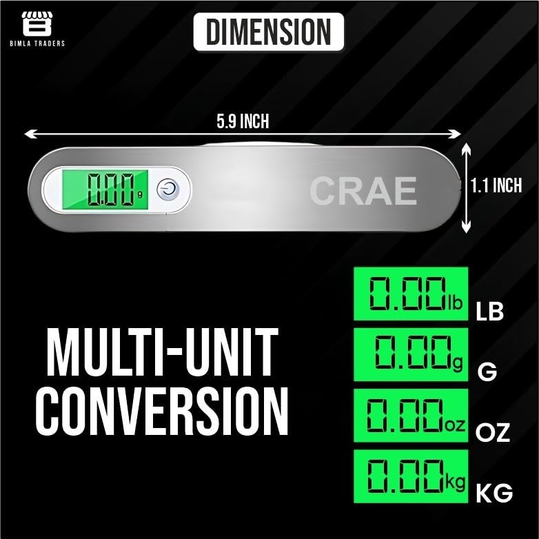 CRAE Electronic Portable Digital LED Screen Luggage Weighing Scale|Handheld Travel Weight Measuring Scale for Suitcases, Bags&Baggage, 50 kg/110 Lb For Multi-Purpose Use. Pack of 1 (JY-26) - Image 5