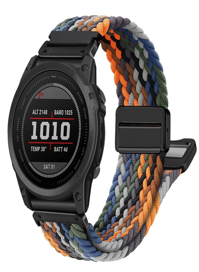 Abanen Quick Fit 22mm Stretchy Watch Band with Magnetic Buckle for Garmin Fenix 7 / Fenix 6 / Fenix 5 / EPIX 2, Soft Loop Elastic Braided Wristband Strap for epix Pro 47mm - Image 1