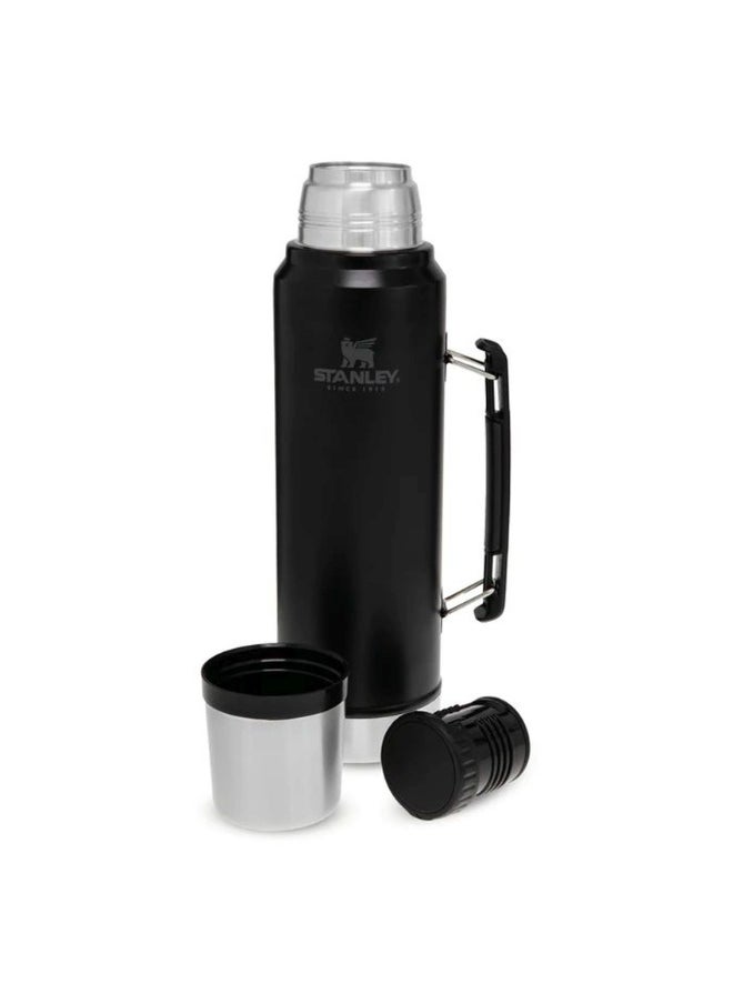 Stanley Classic Legendary Bottle 1L / 1.1QT – Matte Black BPA-Free Stainless Steel Thermos Flask | 24-Hour Hot & Cold Retention with Double-Wall Vacuum Insulation | Leakproof Twist Lid Doubles as Cup | Durable, Rustproof & Dishwasher Safe | Ideal for Travel, Office, and Outdoors